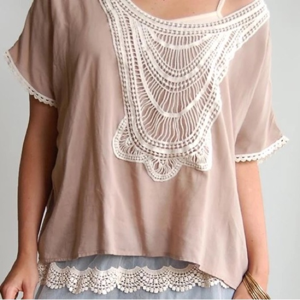 Pink Top with Lace Back